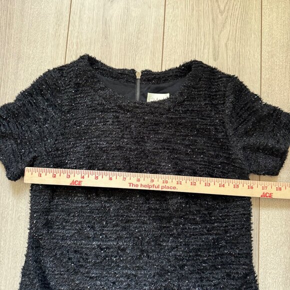 Anthropoloogie Deletta Black Textured Short Sleeve Top Feather Hem - Picture 5 of 8